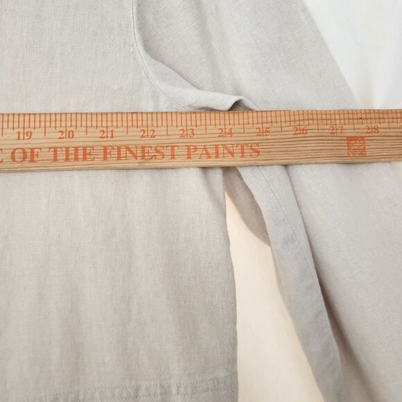 Koos Of Course Womens Linen Jacket  L Neutral Tan Beige Lightweight Embroidered - Picture 10 of 13